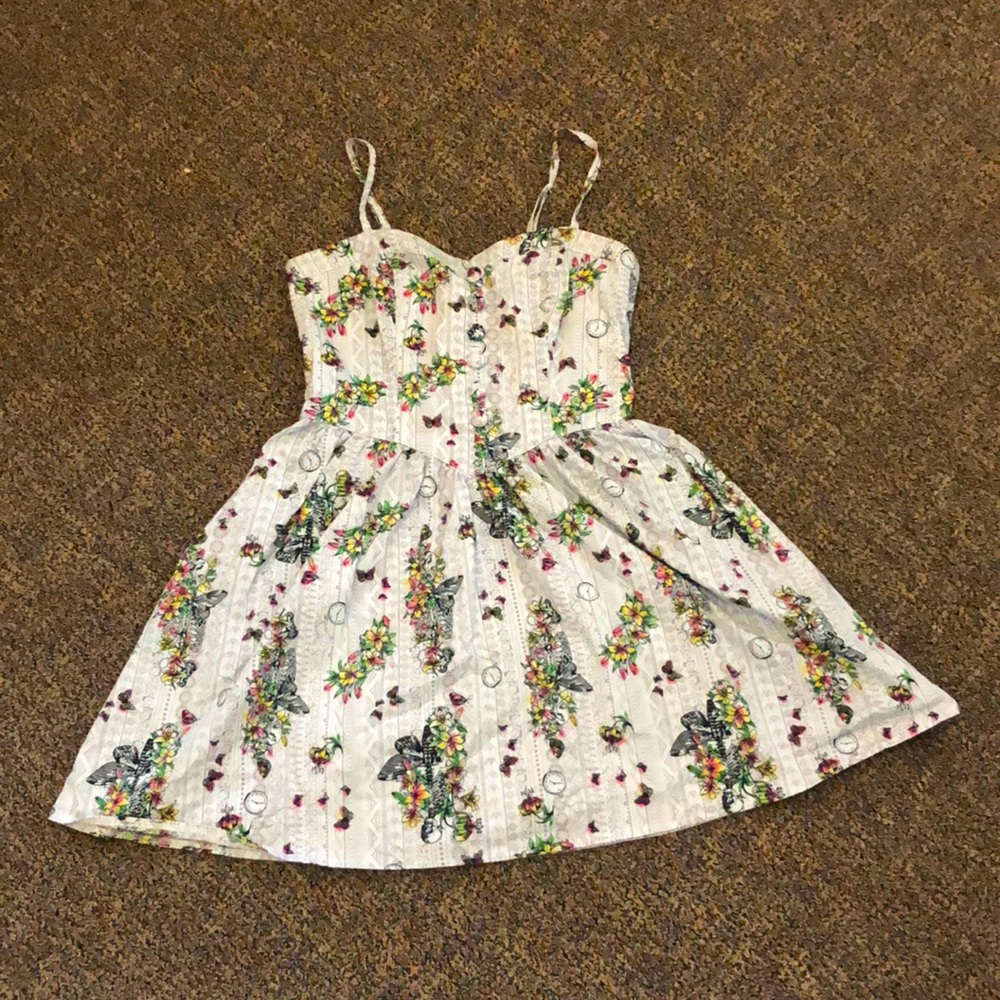 Skeleton and Flower Patterned Dress